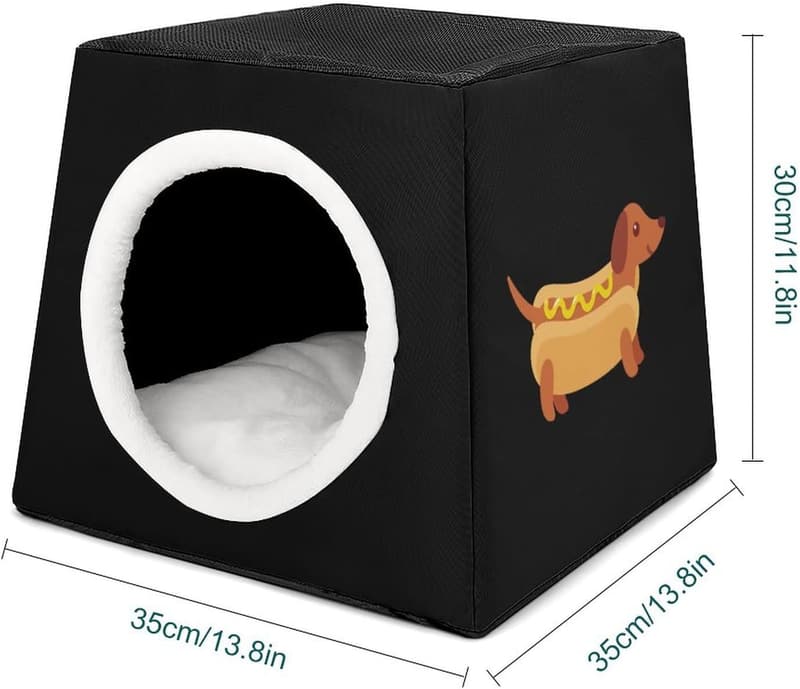 Dachshund Hot Dog Bun Soft Cave Bed for Small Pets