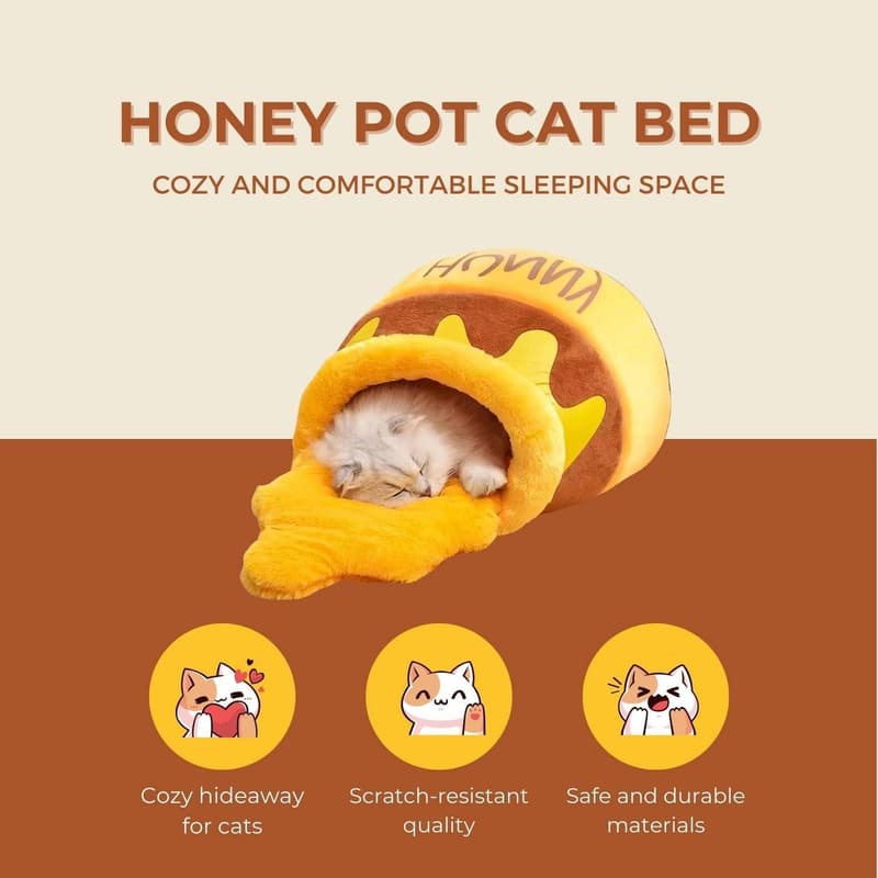 Stylish Memory Foam Cat Bed with Washable Cushion