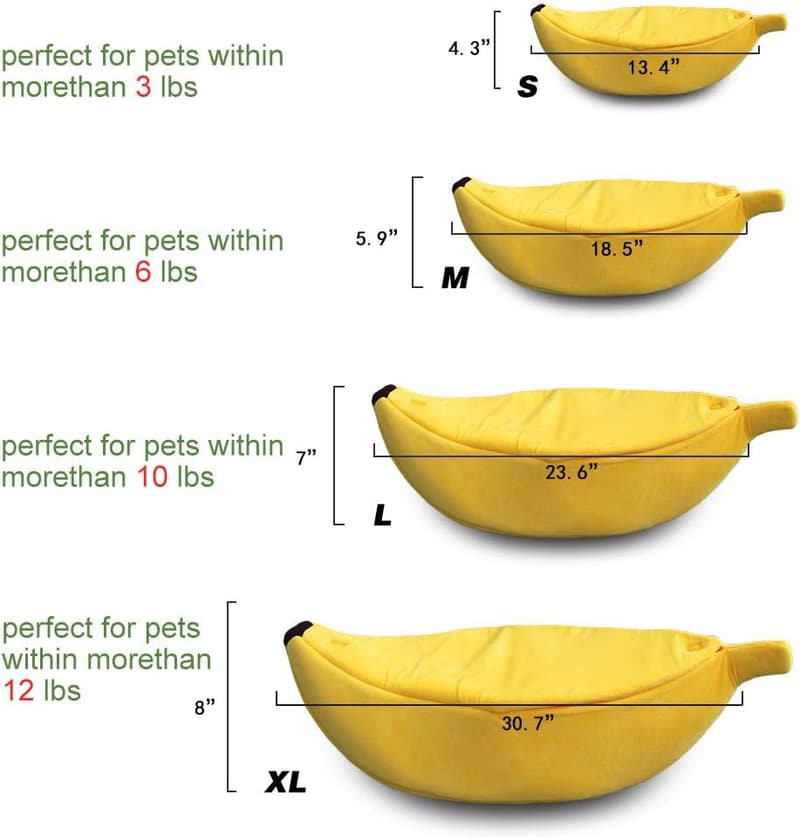 Christmas Cute Banana Cat Bed - Soft Medium Pet Cuddle House