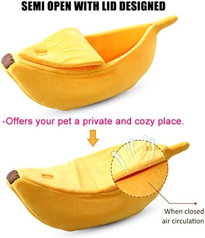 Christmas Cute Banana Cat Bed - Soft Medium Pet Cuddle House