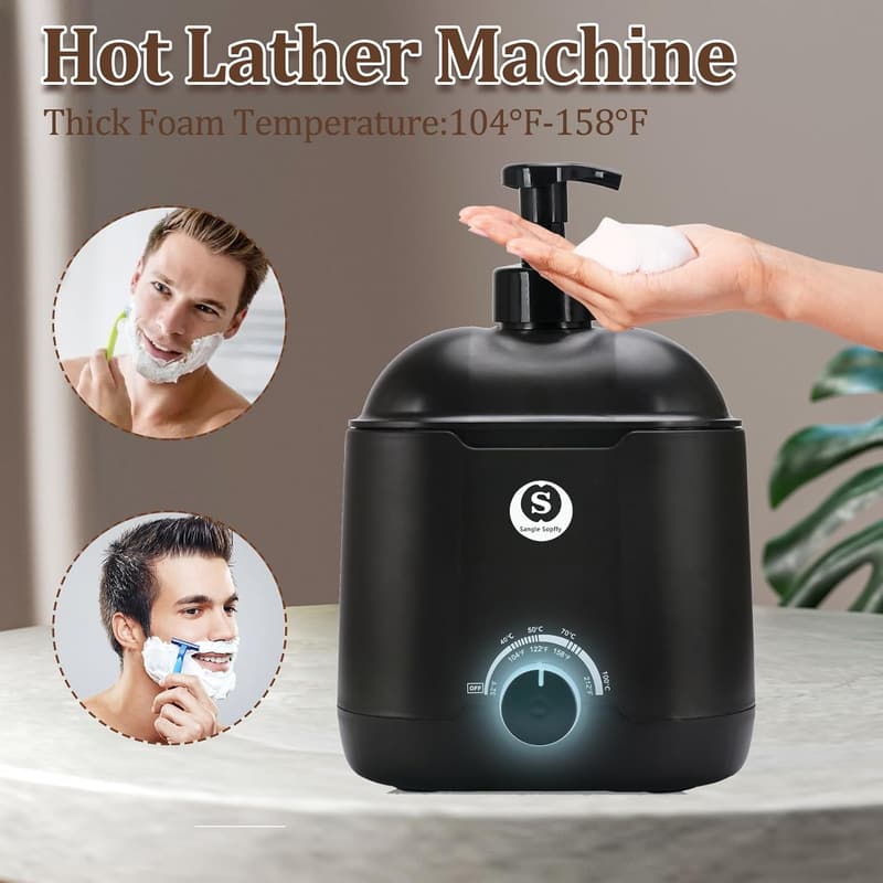 Heated Shaving Cream Dispenser for Men - 800ML Capacity, Black
