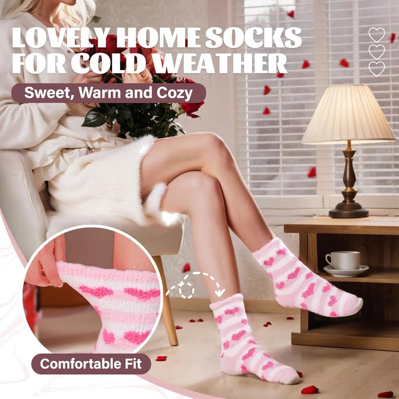 Cozy Women's Fuzzy Winter Slipper Socks - Soft Fleece