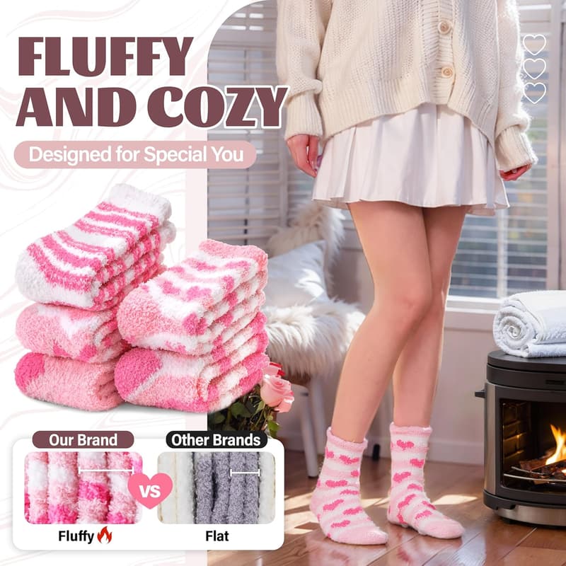 Cozy Women's Fuzzy Winter Slipper Socks - Soft Fleece