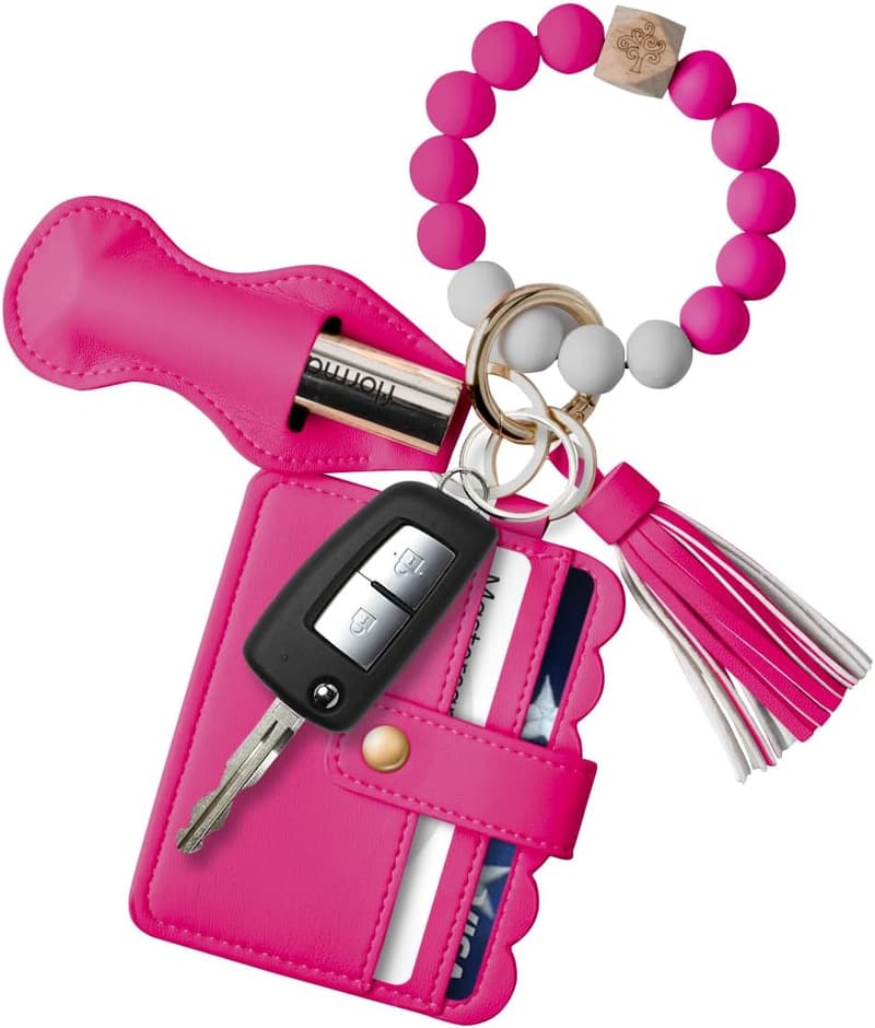 Silicone Beaded Wristlet Keychain with Tassel