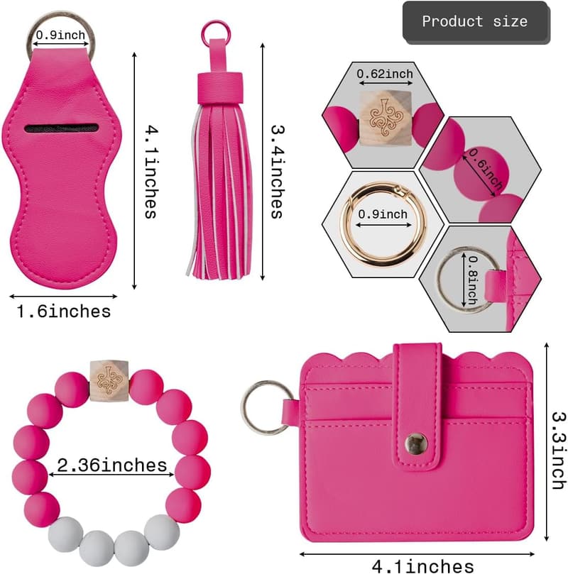 Silicone Beaded Wristlet Keychain with Tassel