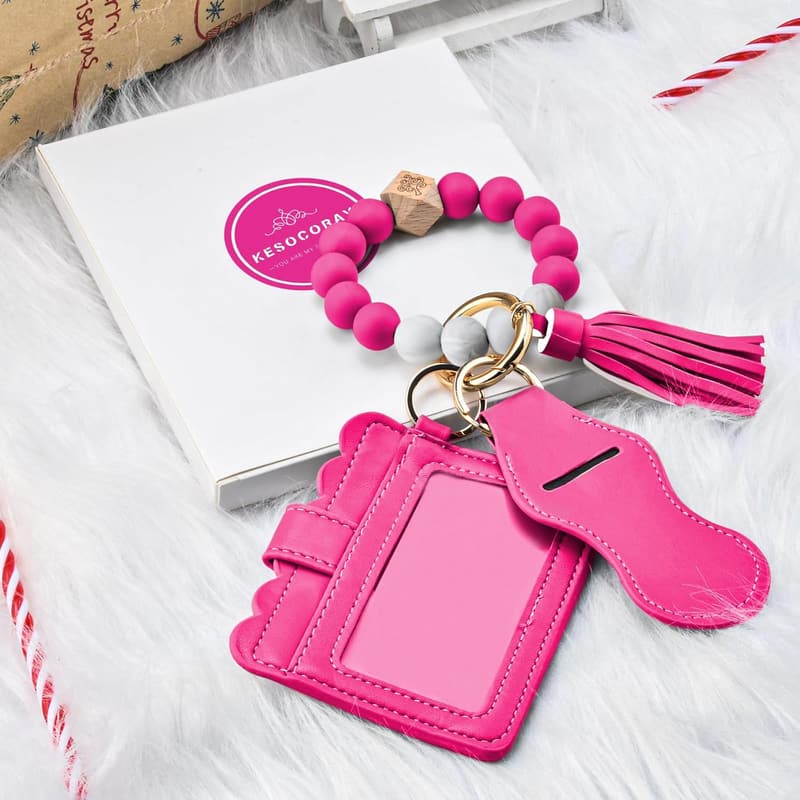 Silicone Beaded Wristlet Keychain with Tassel