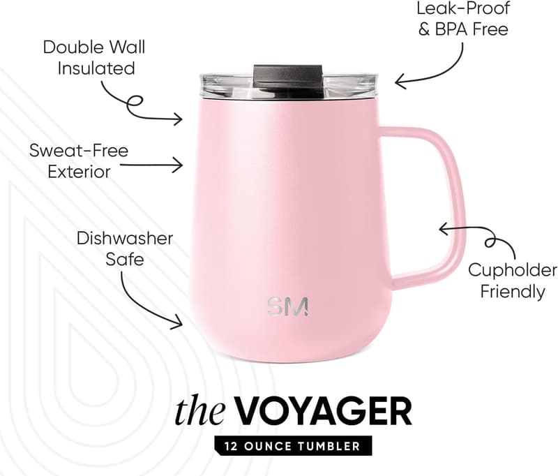 Insulated Stainless Steel Travel Coffee Mug - 12oz Blush