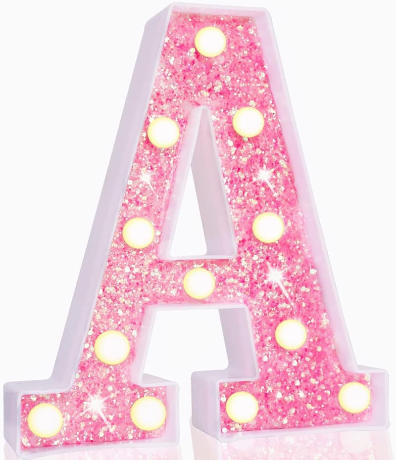Pink LED Marquee Letter A – Battery-Powered for Birthdays & Weddings