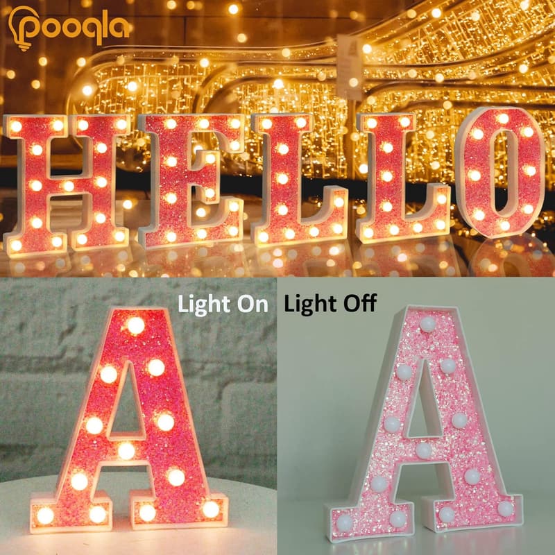 Pink LED Marquee Letter A – Battery-Powered for Birthdays & Weddings