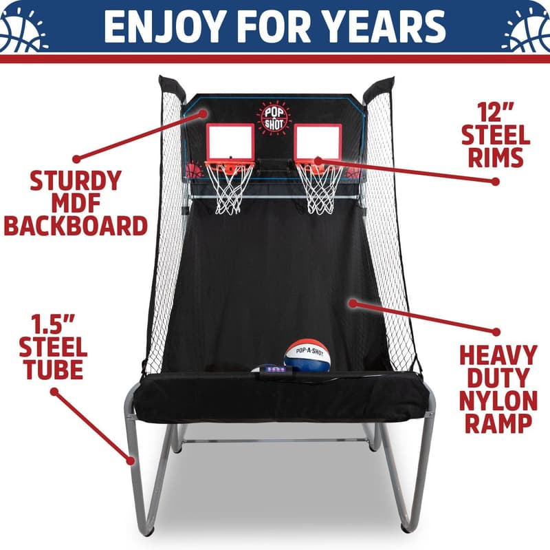 Home Dual Shot Basketball Arcade Game | Sensor Scoring, 16 Modes, Foldable