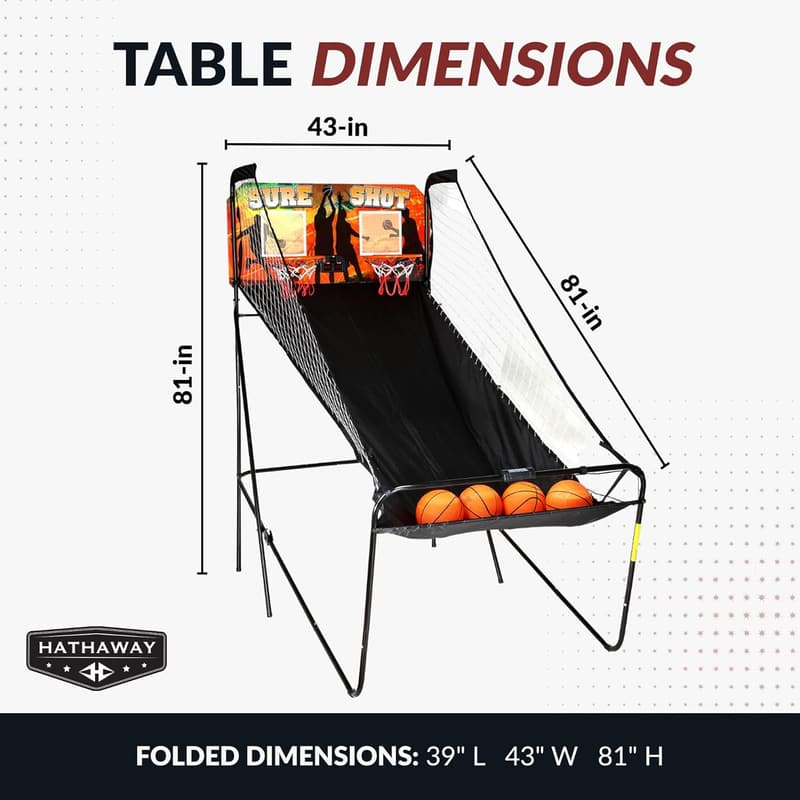 81-in Dual Basketball Arcade Game with LED Scoring - Foldable