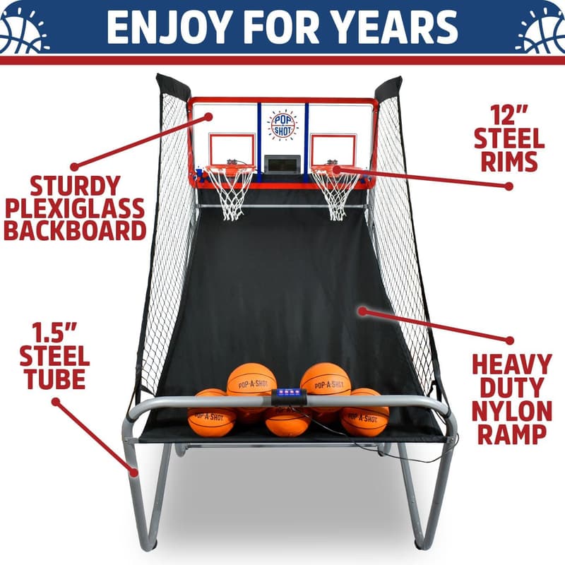 Indoor/Outdoor Dual Shot Basketball Arcade Game with LED Scoreboard