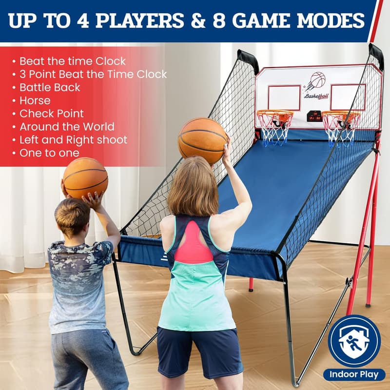 Electronic Basketball Arcade Game with 8 Modes - Indoor Fun