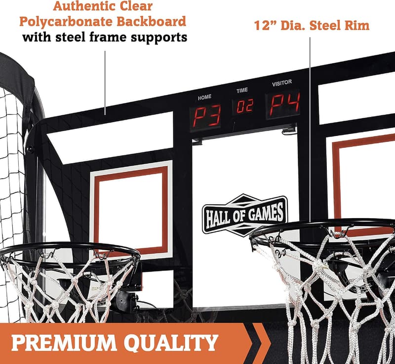 Indoor Arcade Basketball Game with Steel Frame & Electronic Scoring