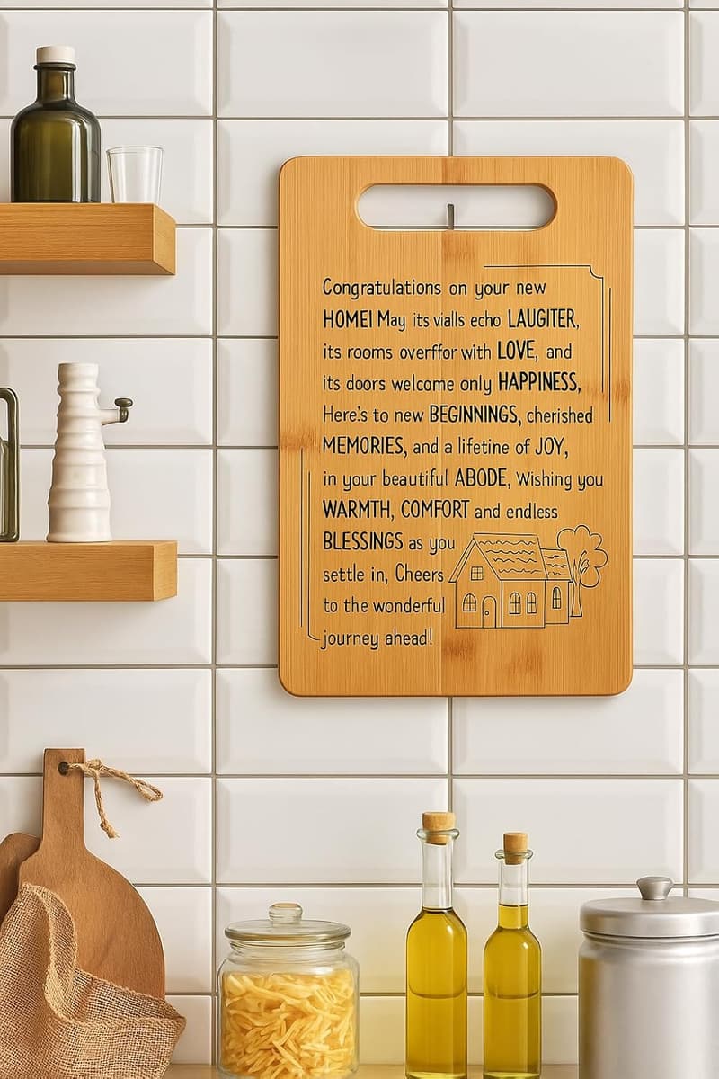 Bamboo Cutting Board - Engraved Housewarming Gift for Couples