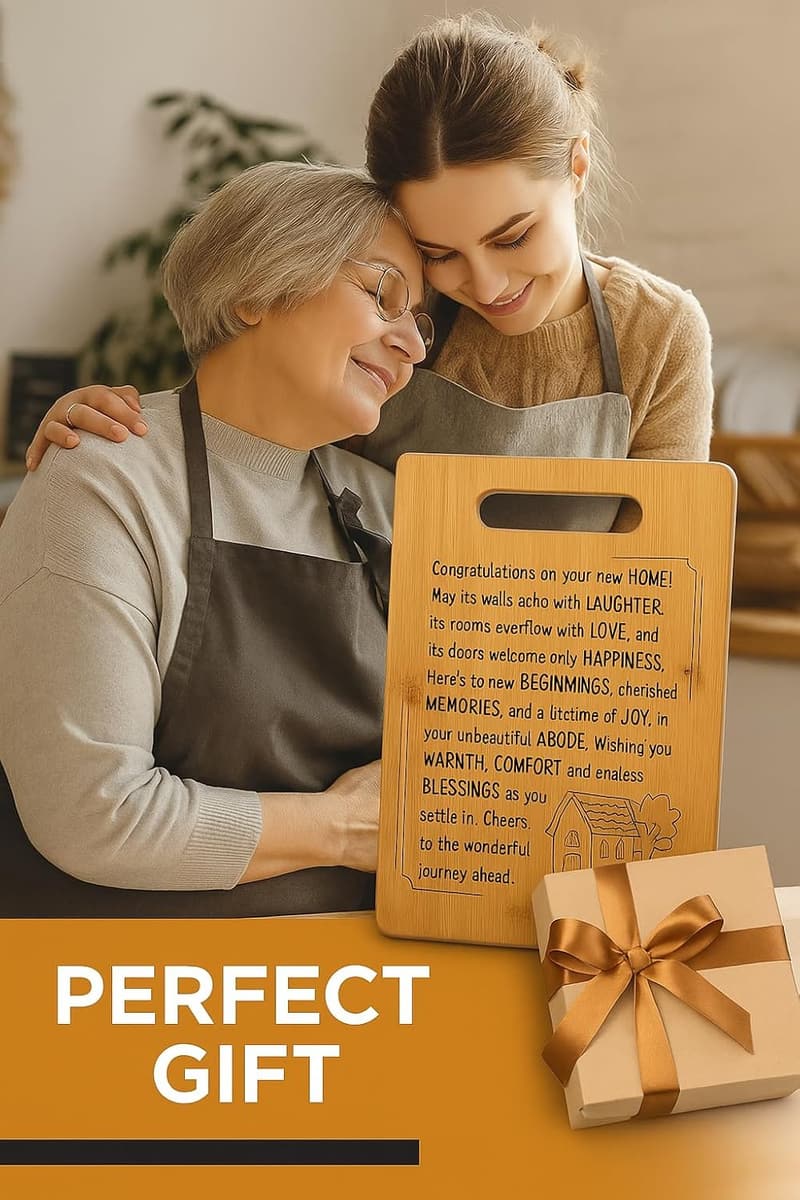 Bamboo Cutting Board - Engraved Housewarming Gift for Couples