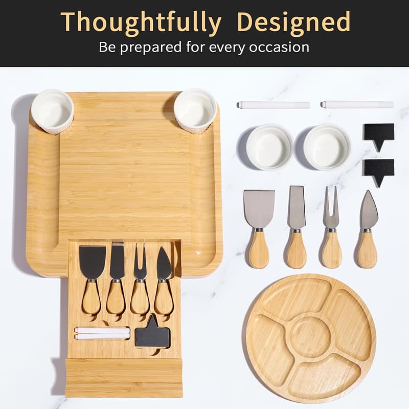 Bamboo Charcuterie Board Set - Eco-Friendly & Elegant
