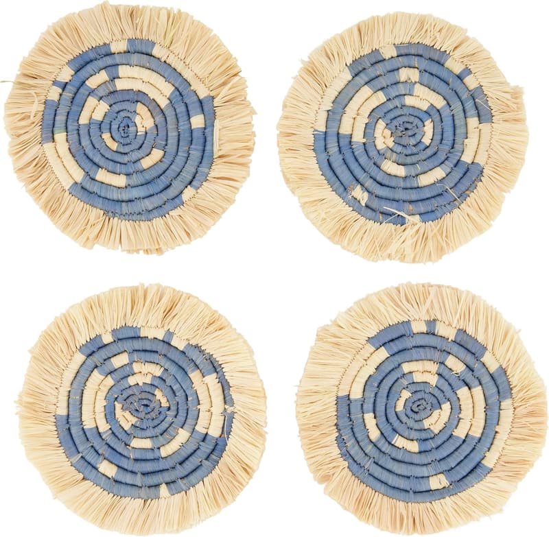 Artisan Raffia Coasters Set of 4 - Eco-Friendly Housewarming Gift