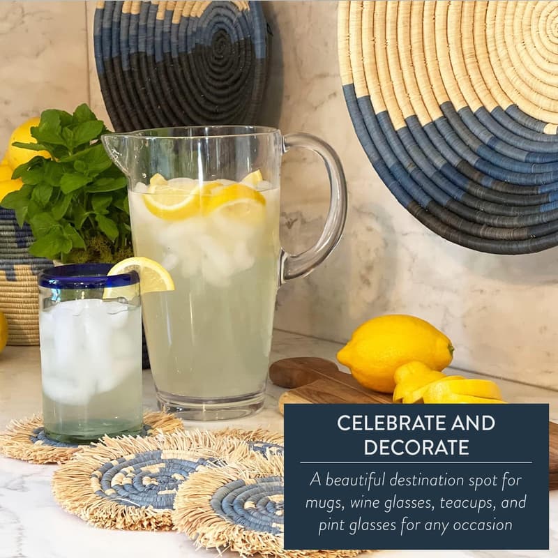 Artisan Raffia Coasters Set of 4 - Eco-Friendly Housewarming Gift