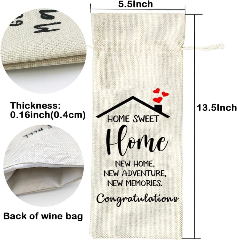 Housewarming Gift Wine Bags - Happy Sweet Home Design