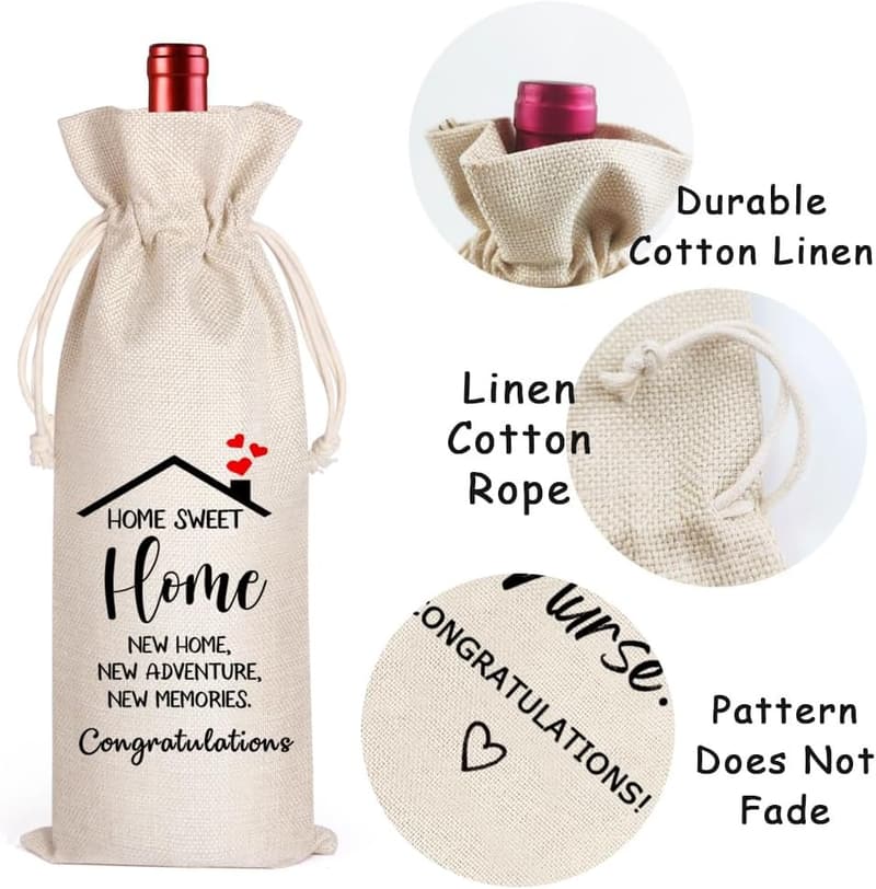 Housewarming Gift Wine Bags - Happy Sweet Home Design