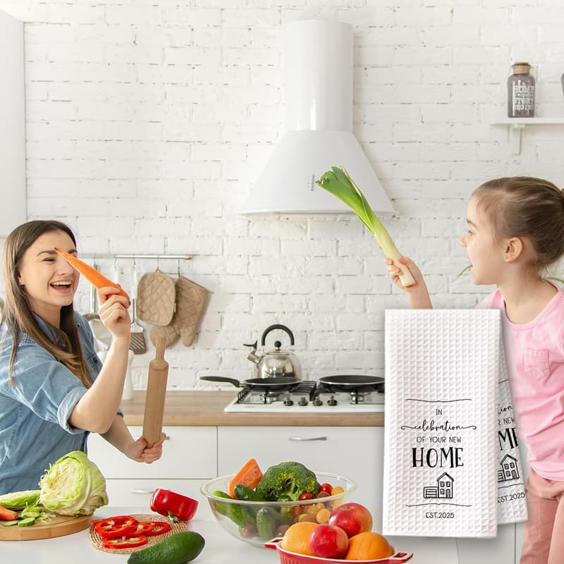 White Kitchen Hand Towels - Ideal Housewarming Gift for New Homeowners