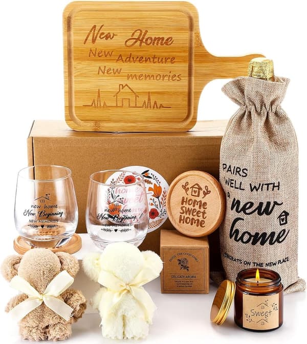 Housewarming Gift Set: Bamboo Serving Board & Scented Candle