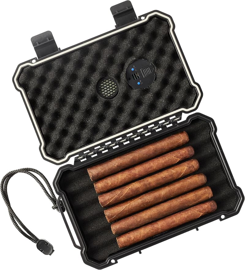 Portable Travel Cigar Humidor - Holds 5 Cigars, Waterproof, Durable