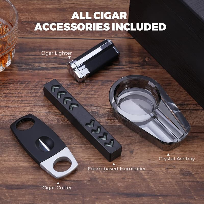 Digital Cigar Humidor with Accessories for Men