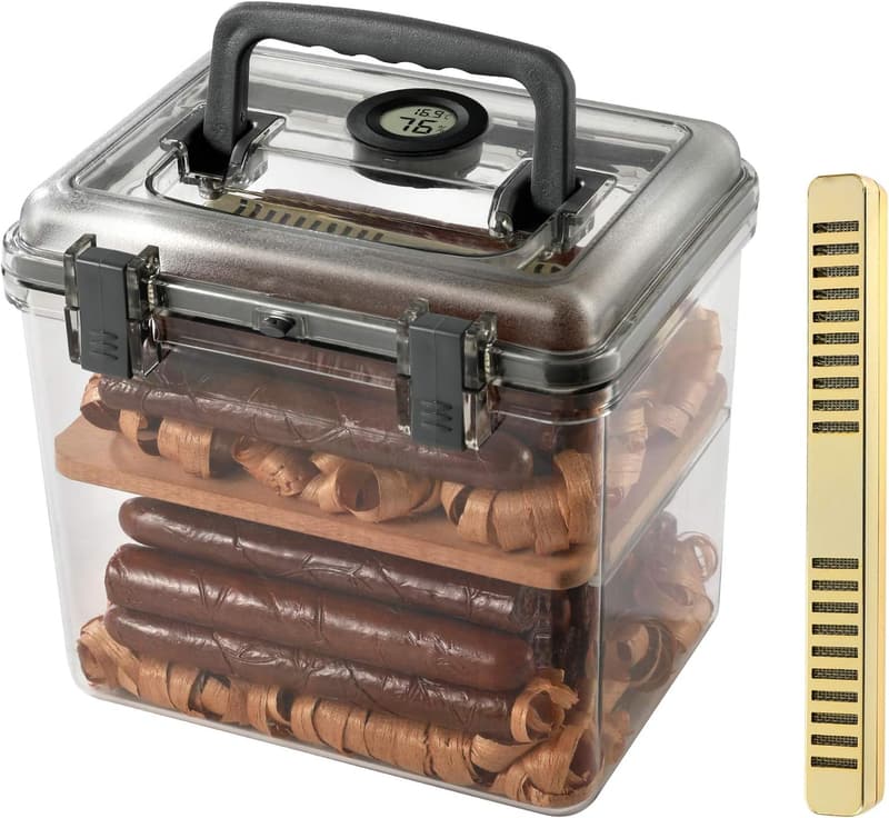 Acrylic Travel Cigar Humidor with Humidifier and Hygrometer