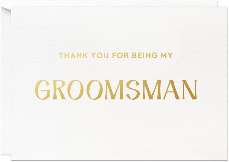Groomsman Thank You Card with Gold Foil Design