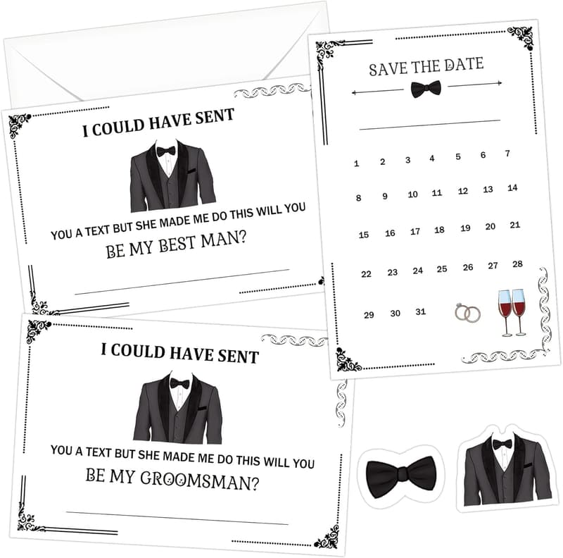 Groomsmen Proposal Cards with Envelopes & Stickers - Set of 8