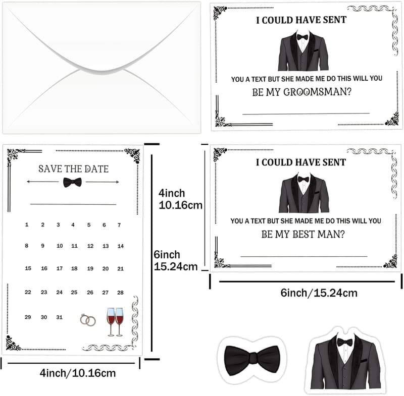 Groomsmen Proposal Cards with Envelopes & Stickers - Set of 8