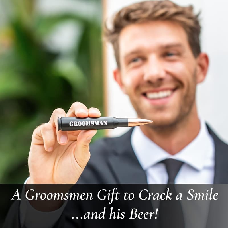 Engraved 50 Cal Bottle Opener - Groomsmen Proposal Gift