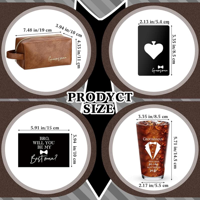 Bachelor Party Groomsmen Gift Set: Beer Glass, Toiletry Bag & Card