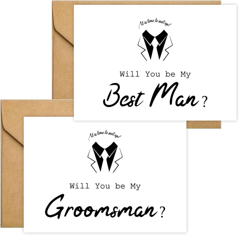 Groomsman Proposal Cards Set with Envelopes - 8 Cards Total