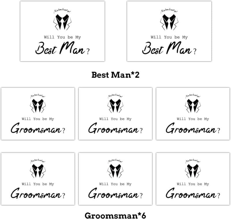 Groomsman Proposal Cards Set with Envelopes - 8 Cards Total