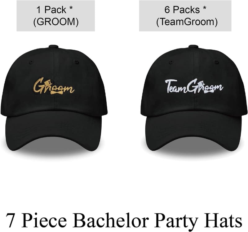 Groomsmen Baseball Hats – 7-Pack Trucker Caps for Bachelor Party