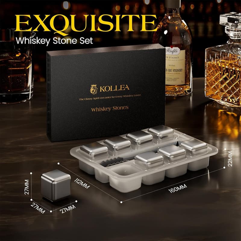Father's Day Stainless Steel Whiskey Stones - 8-Pack Chilling Rocks