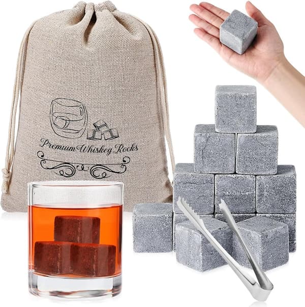 Father's Day Jumbo Whiskey Ice Cube Set with Tongs & Sack
