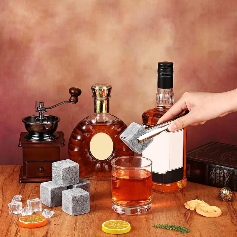 Father's Day Jumbo Whiskey Ice Cube Set with Tongs & Sack