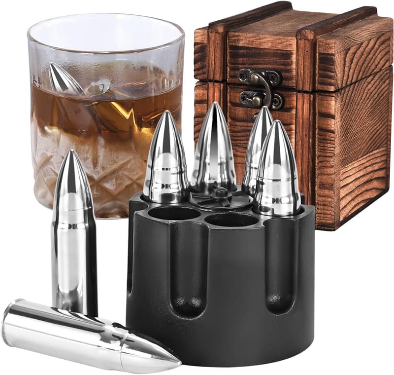 Father's Day Whiskey Stones Gift Set with 6 Reusable Ice Cubes