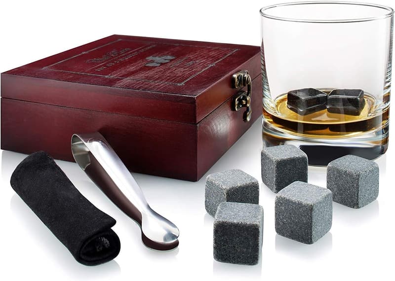 Premium Whiskey Chilling Stones Gift Set in Wooden Box