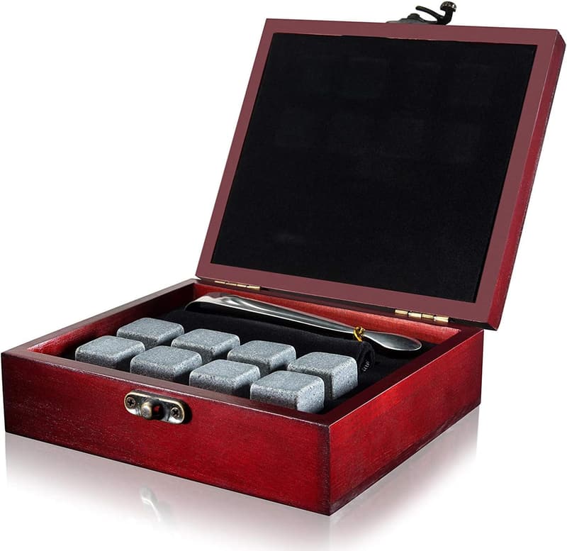 Premium Whiskey Chilling Stones Gift Set in Wooden Box