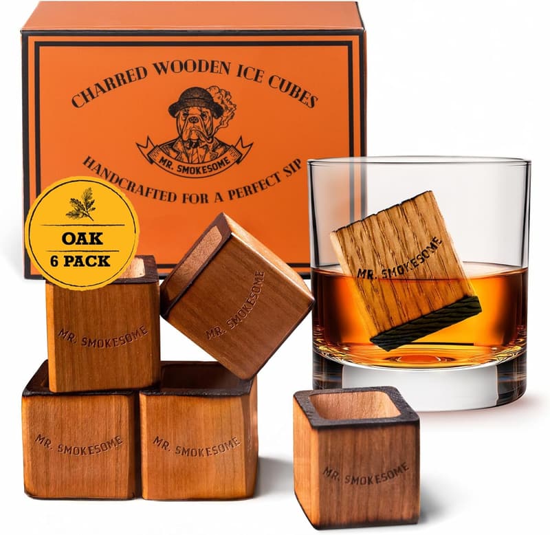 Charred Oak Whiskey Stones Set | Reusable Ice Cubes for Men
