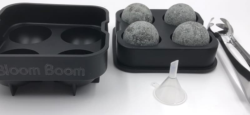 Whiskey Stones Set with 4 Granite Spheres & Silicone Tray