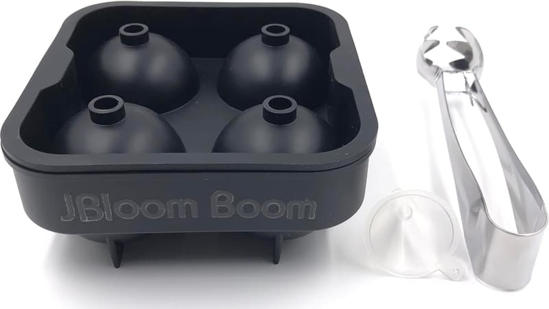 Whiskey Stones Set with 4 Granite Spheres & Silicone Tray