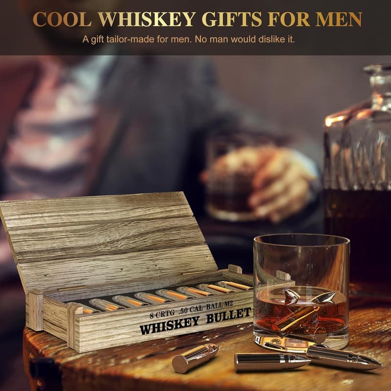 Reusable Bullet Whiskey Stones Set - Perfect Gifts for Men