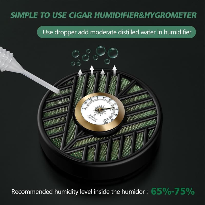 Cigar Humidifier with High-Precision Hygrometer for Freshness