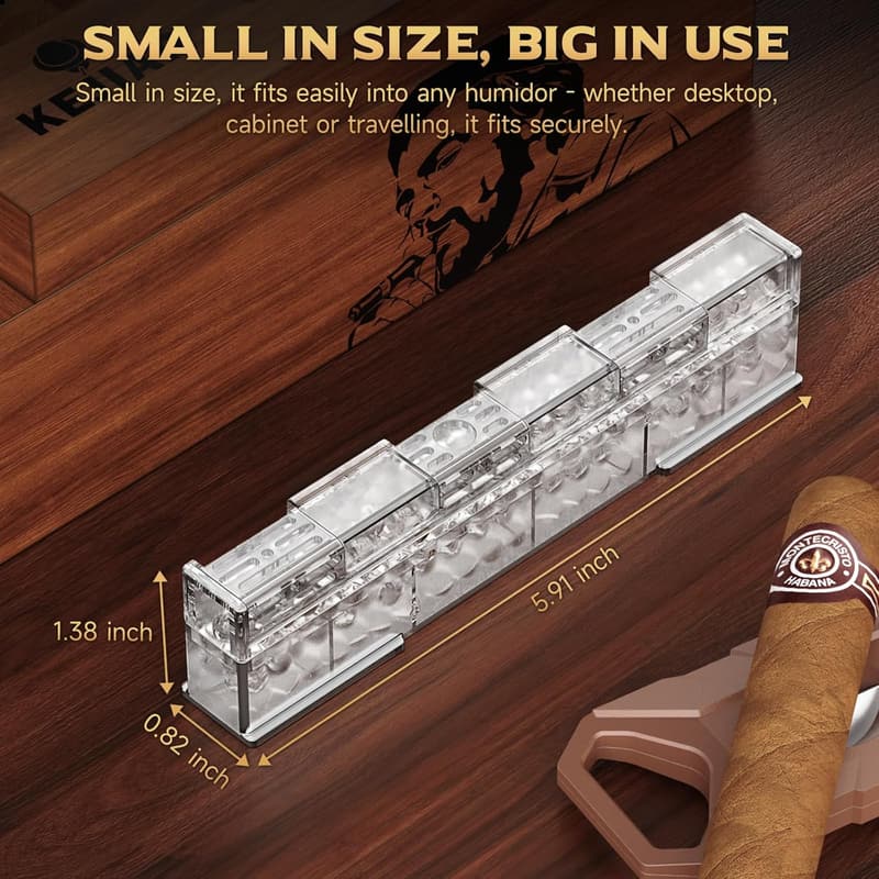 Slide-Controlled Crystal Gel Cigar Humidifier - 2-Piece Set for Men